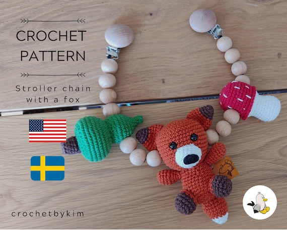 XEERUN Montessori - Catena Per Passeggino In Legno E Cotone All'uncinetto, Catena Per Passeggino, Per Neonati, Giocattolo Per Passeggini (Koala