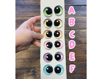 Ojos de seguridad descentrados con purpurina arcoíris (EN71) – 16–40 mm – Ojos brillantes para amigurumis, crochet y peluches