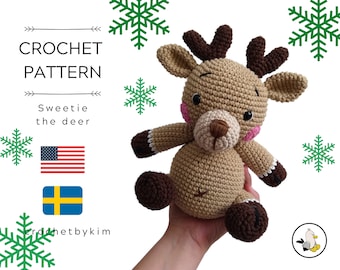 CROCHET PATTERN - amigurumi deer - sweety - woodland - forest animal - christmas - diy - digital pattern - crochetbykim