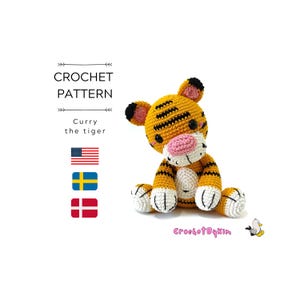 AMIGURUMI CROCHET PATTERN • Curry the tiger • Amigurumi pattern • Zoo animal • Siberian Tiger pattern • Asian animals • CrochetByKim • pdf