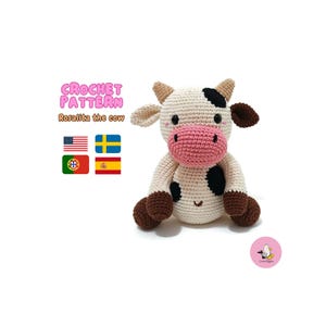 SCHEMA ALL'UNCINETTO AMIGURUMI • La mucca Rosalita • Schema Amigurumi • Animali da fattoria • Schema giocattolo mucca • Animali svedesi • CrochetByKim • PDF