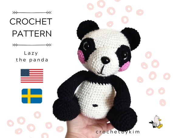 AMIGURUMI CROCHET PATTERN • Lazy the Panda • amigurumi panda • panda plushie • • stuffed animal • Instant Download • crochetbykim • pdf
