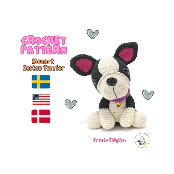 Amigurumi Crochet Pattern: Boston Terrier Puppy (Digital Download)
