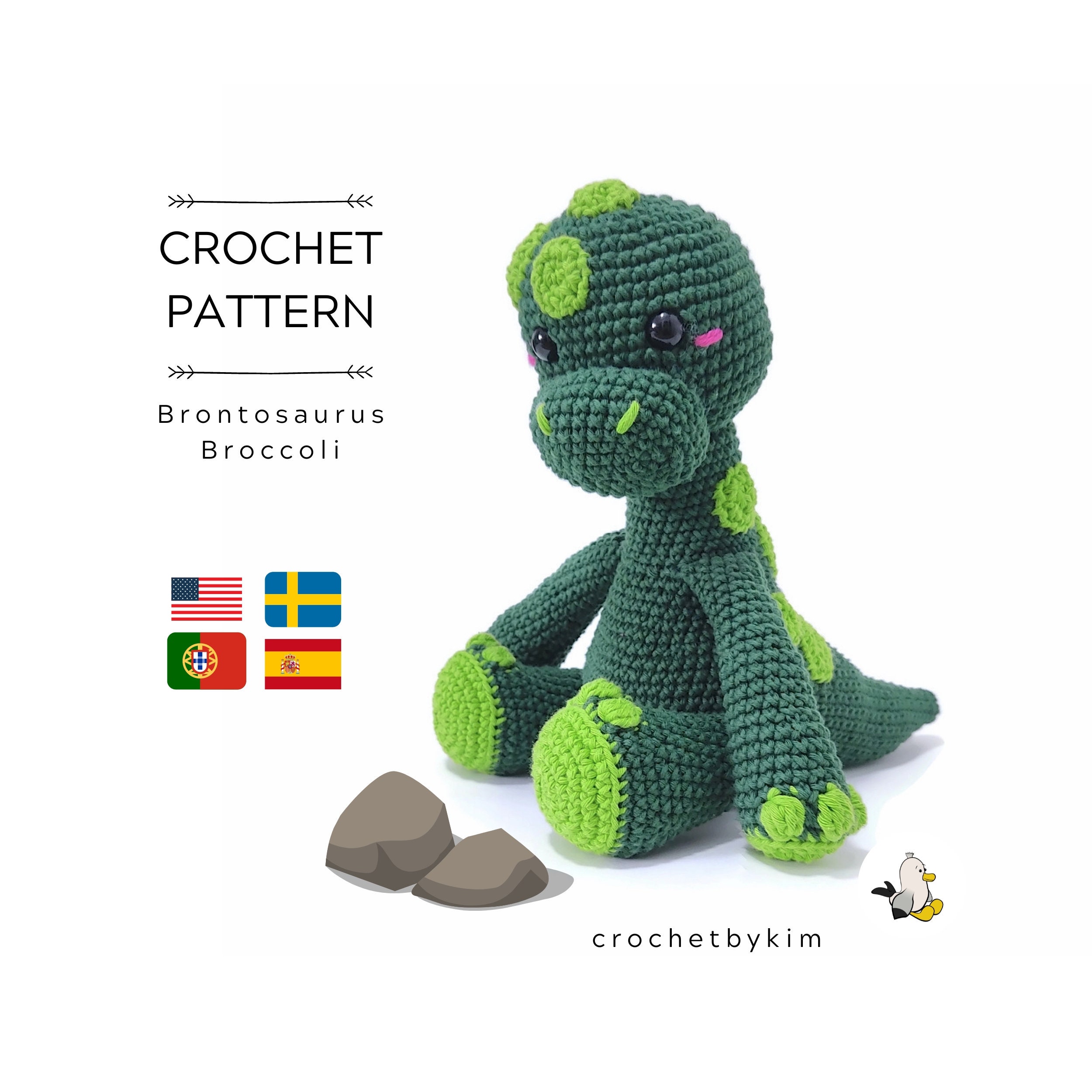 30 Brontosaurus Crochet Patterns for Cute Dino Gifts, Nursery Decor, and Plushies 29 Amigurumi Brontosaurus Crochet Pattern: Broccoli Dino Toy (PDF)