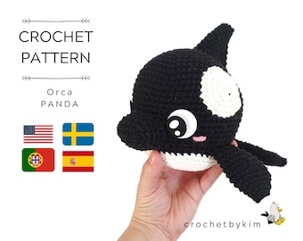 AMIGURUMI CROCHET PATTERN • Panda the Orca • Amigurumi fish • Killer whale • Handmade Killer whale • Orca plushie