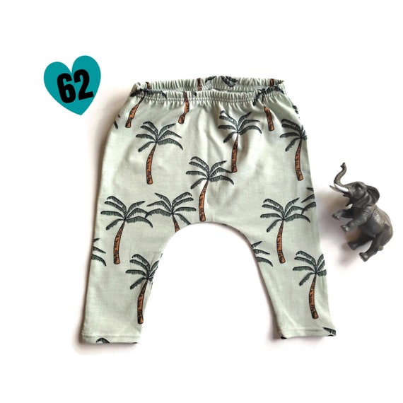 Handmade Palm print Kids Harem Pants Size 62 • Wild Child Pants • Organic • Dots Animal Print Clothes • Safari print animals • Slow Fashion