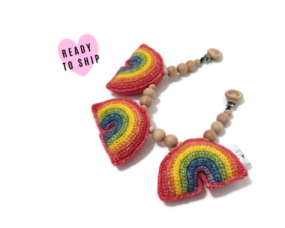 STROLLER CHAIN • Rainbow • Crochet • amigurumi • crochet pram garland • kinderwagenkette • wagenspanner • Ready To Ship