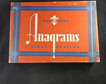 RARE Vintage ANAGRAMS Tri-Colored Embossed Letter Set, 1930s Game