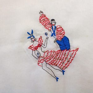50s japanese embroidered flamenco dancer silk scarf