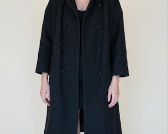60s cocoon wool swing coat - french woven jacquard
