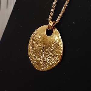 Charm Only, Gold Medallion Pendant, Gold Moon Pendant, Solid 14K Yellow Gold Charm, Layering Disc Necklace, Solid Yellow 14K Gold Coin image 1