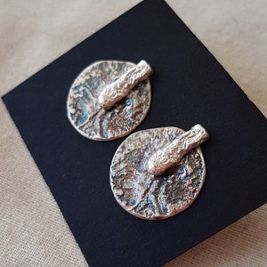 Silver Moon Earrings, 2 in 1 Stud Earrings, Geometric Studs, Minimalist Oxidized Silver Earrings, Boho Style 925 Sterling Silver Earrings