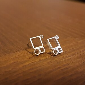 Silver Stud Earrings, Small Silver Earrings, Square Shaped Earrings, Sterling Silver Jewelry, Geometric Flat Post Earrings, Everyday Earring