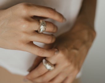 Silver Statement Ring, Modern 925 Sterling Ring, Minimalist Geometric Design, Everyday Silver Jewelry, Unique Textured Ring,