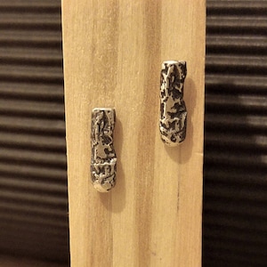 Oxidized Silver Stud Earrings, Everyday Small Textured Bar Earrings, Minimalist Geometric Jewelry, 925 Sterling Post Earrings, Silver Studs