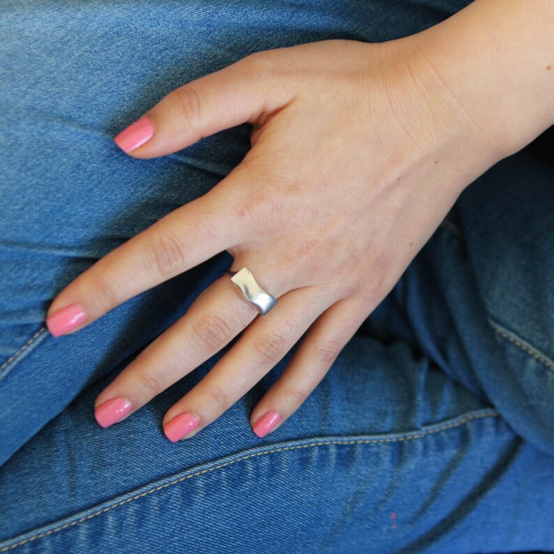 Minimalist Silver Ring, Unique Modern Statement Ring, Geometric Design