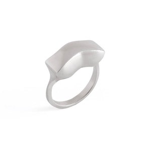 Minimalistische Silber Ring, einzigartige moderne Aussage Ring, geometrische Design Silber Schmuck, jeden Tag Sterling 925 Silber Ring, Silber Welle Ring