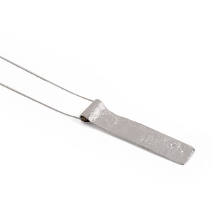 Dainty Bar Necklace, Sterling Silver Bar Necklace, Minimalist Long Necklace, 925 Silver Layering Necklace, Textured Statement Necklace