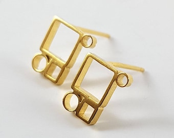 Gold Stud Earrings, Everyday Small 14K Earrings, Minimalist Geometric Jewelry, Comfortable Light Post Earrings,  Gift For Her