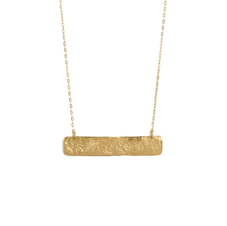 Strukturierte Gold Bar Halskette, geometrische Statement Halskette, minimalistische Boho Schichtung Halskette, 18K Gold Rechteck Anhänger, Mode-Schmuck Bild 6