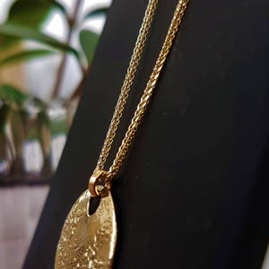 Long Gold Moon Necklace, Gold Medallion Necklace, Solid 14K Yellow Gold Charm Necklace, Layering Disc Necklace, 14K Gold Coin Necklace image 5