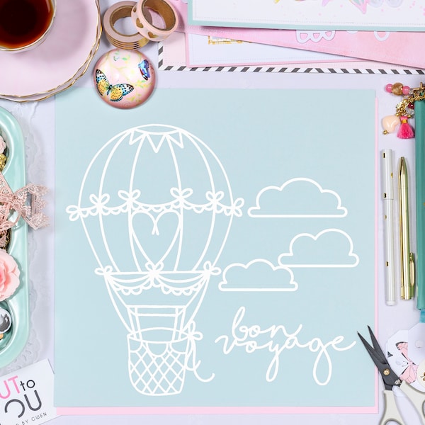 Hot Air Balloon Digital Cut File perfect for all Paper crafting, Scrapbooking, Card making, Home Decor projects.