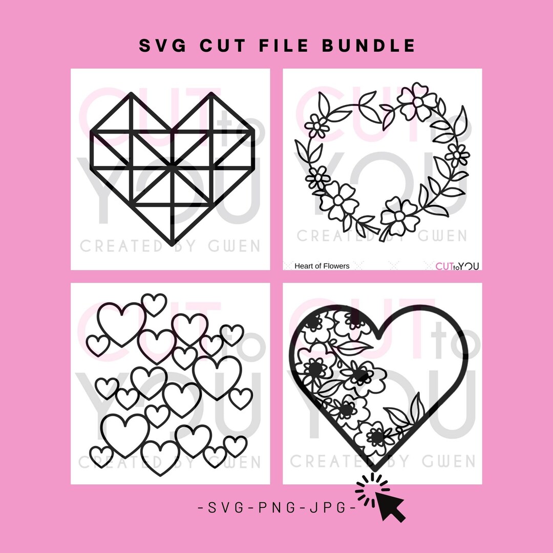 Heart Set 1 SVG Cut File Bundle for Paper Crafting, Scrapbooking, Vinyl ...