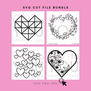 Heart Set 1 SVG Cut File Bundle for Paper crafting, Scrapbooking, Vinyl Projects, Home Decor and Gifts using Cricut, Silhouette machines.