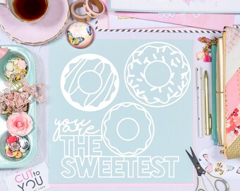 Sweetest Donut Digital Cut File SET perfect for all Paper crafting, Scrapbooking, Card making, Home Decor projects.