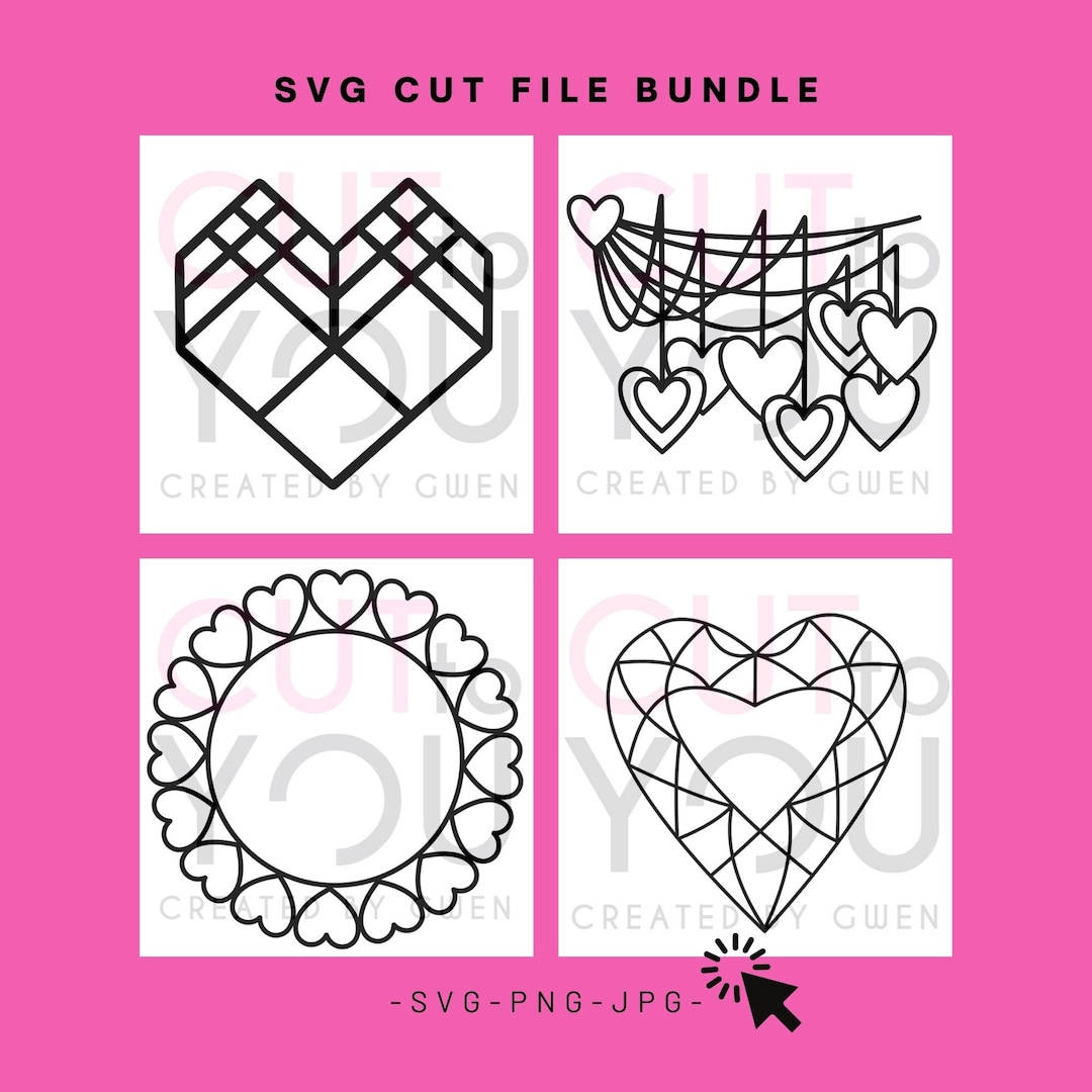 Heart Set 2 SVG Cut File Bundle for Paper Crafting, Scrapbooking, Vinyl ...