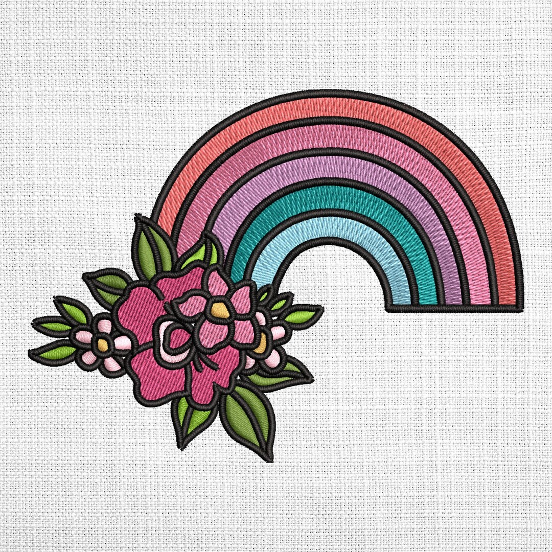 Floral Rainbow Machine Embroidery Design, INSTANT DOWNLOAD, Embroidery ...