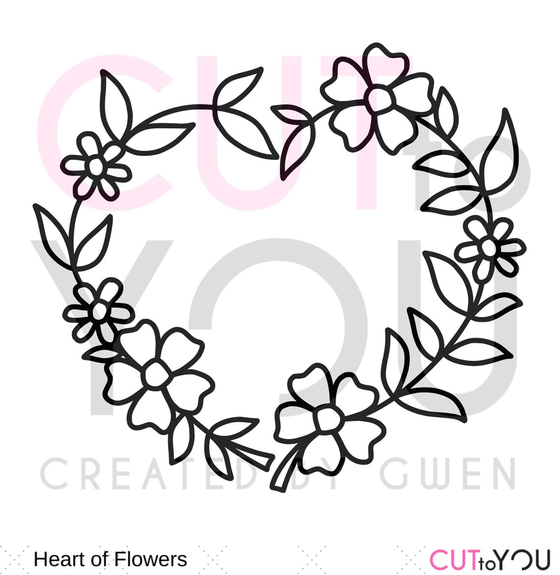 Heart of Flowers Floral SVG Digital Cut File for all | Etsy
