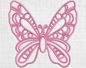 Filigree Butterfly Embroidery Machine Design, INSTANT DOWNLOAD, Embroidery File in 2 Sizes for sewing projects