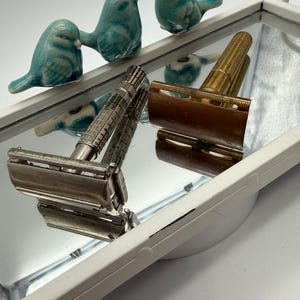 Maquinillas de afeitar de seguridad Gillette vintage, juego de 2, fabricadas en EE. UU., de doble filo.
