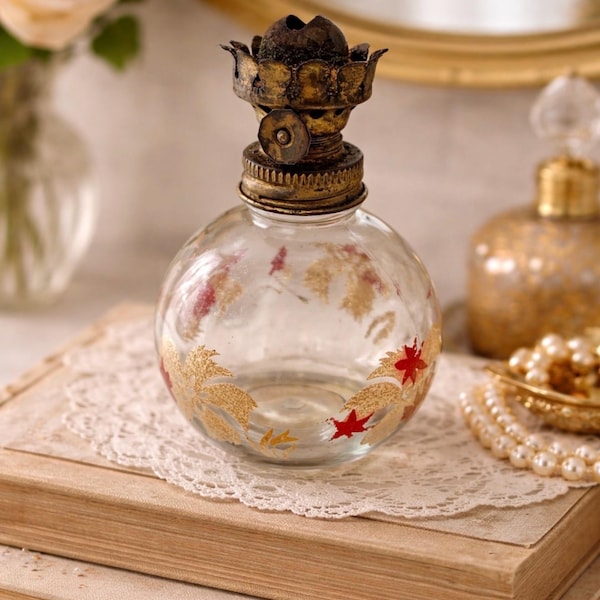 Floral Vintage Glass Oil Lamp