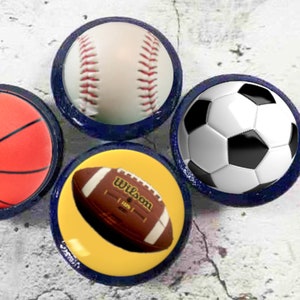 Decorative Knobs Sports Decor, Dresser Knobs, Football, Basketball, Soccer, Baseball Drawer Knobs Kids Room, Game Room, Great Gift Idea