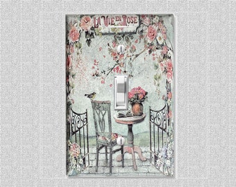Light Switch Cover Decoupaged Old French Café, Shabby Chic, Outlet Cover Kitchen, Dining Room, Bathroom Wall Decor, Bathroom, Reduced Shpg