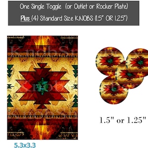 Bundle & Save | Southwestern Knob and Switchplate Set, Aztec Boho Cabinet Hardware Rustic Decor