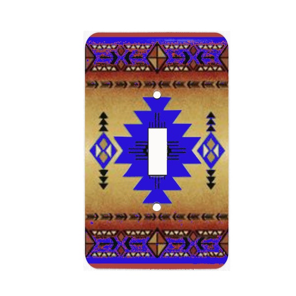 Switchplates Southwestern Decor Cobalt Blue Pattern Southwest Kitchen Design- Covered Outlet Covers-Light Switch Covers-Country Kitchen