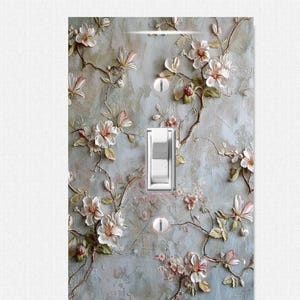 Vintage Floral Light Switch Cover: Pink Flower Garden Cottagecore Wall Plate
