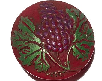 Elegant Knob Cranberry Red w/Grapes, Embossed Resin with Cluster of Grapes Motif, 1.5" Dia, Cabinet Knobs, Drawer Knobs, Reduced US Shipping