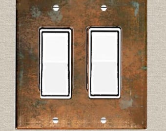 Handcrafted Verdigris Patina Switch Plate Cover: Aged Copper Finish