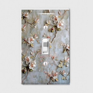 Couvercle floral vintage pour interrupteur : plaque murale rose Cottagecore jardin de fleurs
