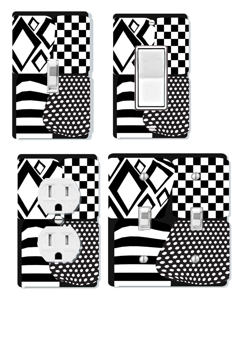 Geometric Black and White Switch Plate Outlet Cover Wall Etsy