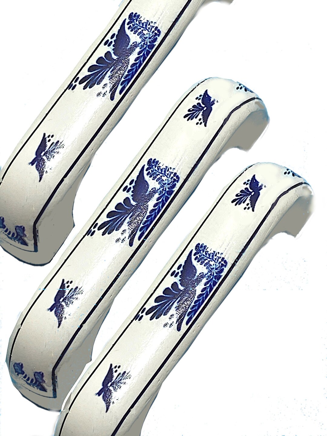 Drawer Pulls Blue Dove and White Floral, Drawer Knobs, Pulls