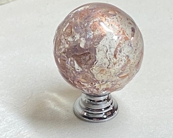 Round Resin Knobs with Copper Highlights, Crystal Clear Cabinet Knobs, Dresser Knobs, Knobs for Furniture, Copper Highlights