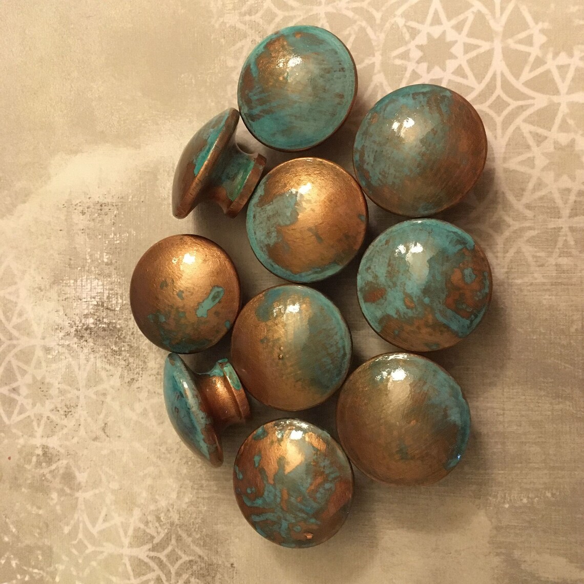 KNOBS Copper with Green Patina Verdigris. Kitchen Door Etsy