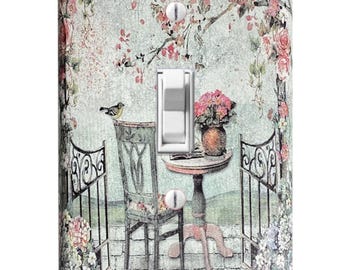 Shabby Chic Light Switch Cover: French Rose Garden Decor