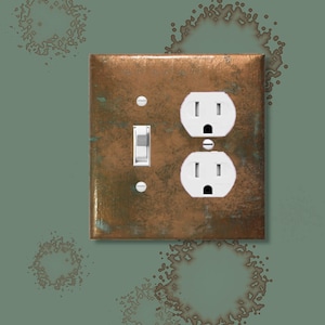 Handcrafted Aged Copper Switch Plate Cover: Blue-Green Verdigris Patina