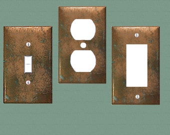 Bundle Deal Switchplates Collection - 3 for the Price of 4 Copper Colored w/Green Patina